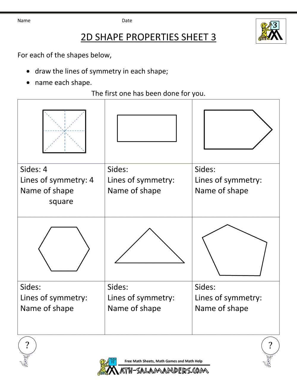 geometry worksheet 3rd grade