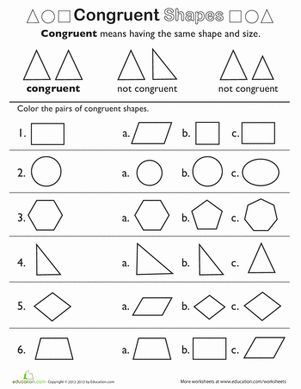 Shape Basics: Congruent Shapes | Worksheet  ...