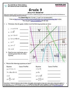 Analytic Geometry Worksheet for 9th Grade | Lesson Planet