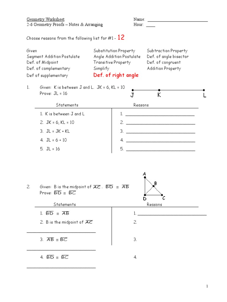 Free geometry worksheet beginning proofs answers, Download Free