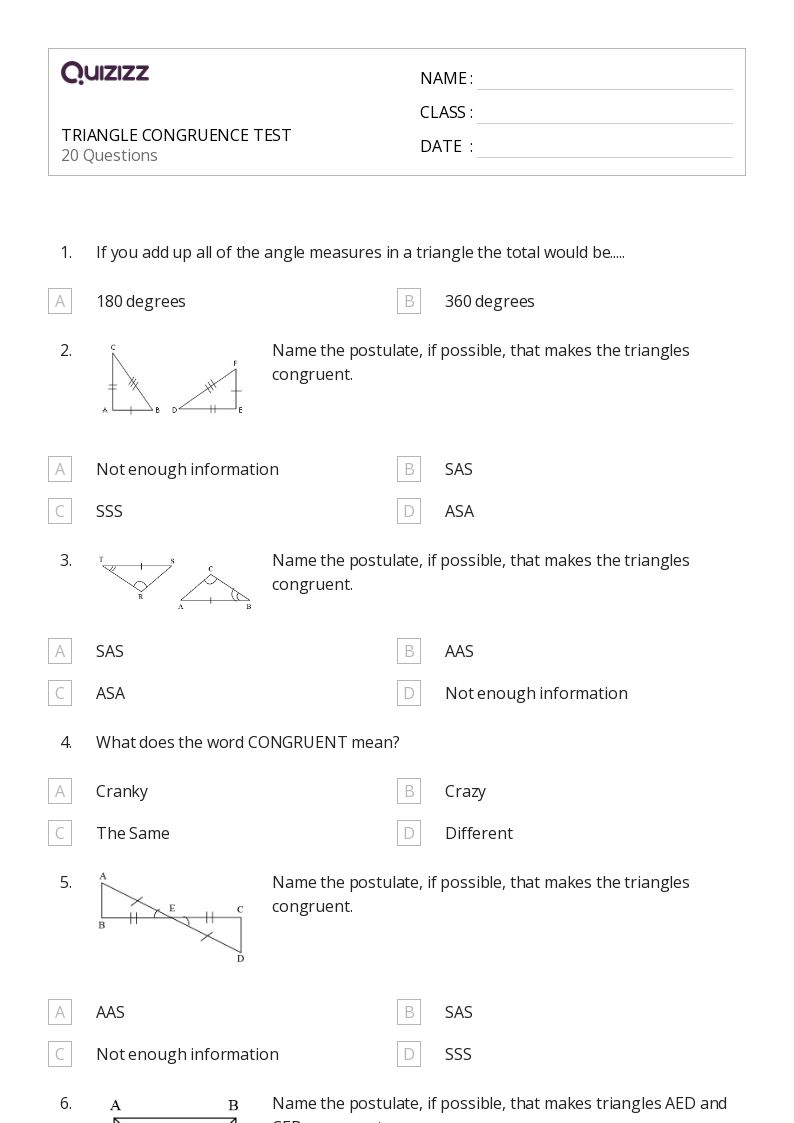 geometry worksheet congruent triangles answers