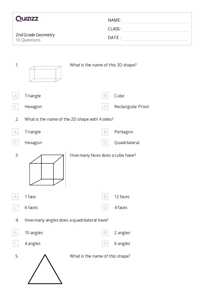 geometry worksheet for 2nd grade