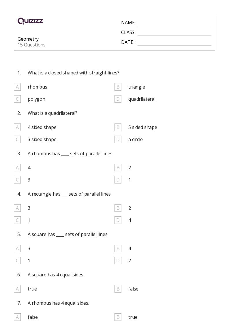 geometry worksheet for 3rd grade