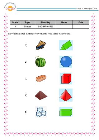 Geometry Worksheets For Grade 3 - www.eLearning24x7.com