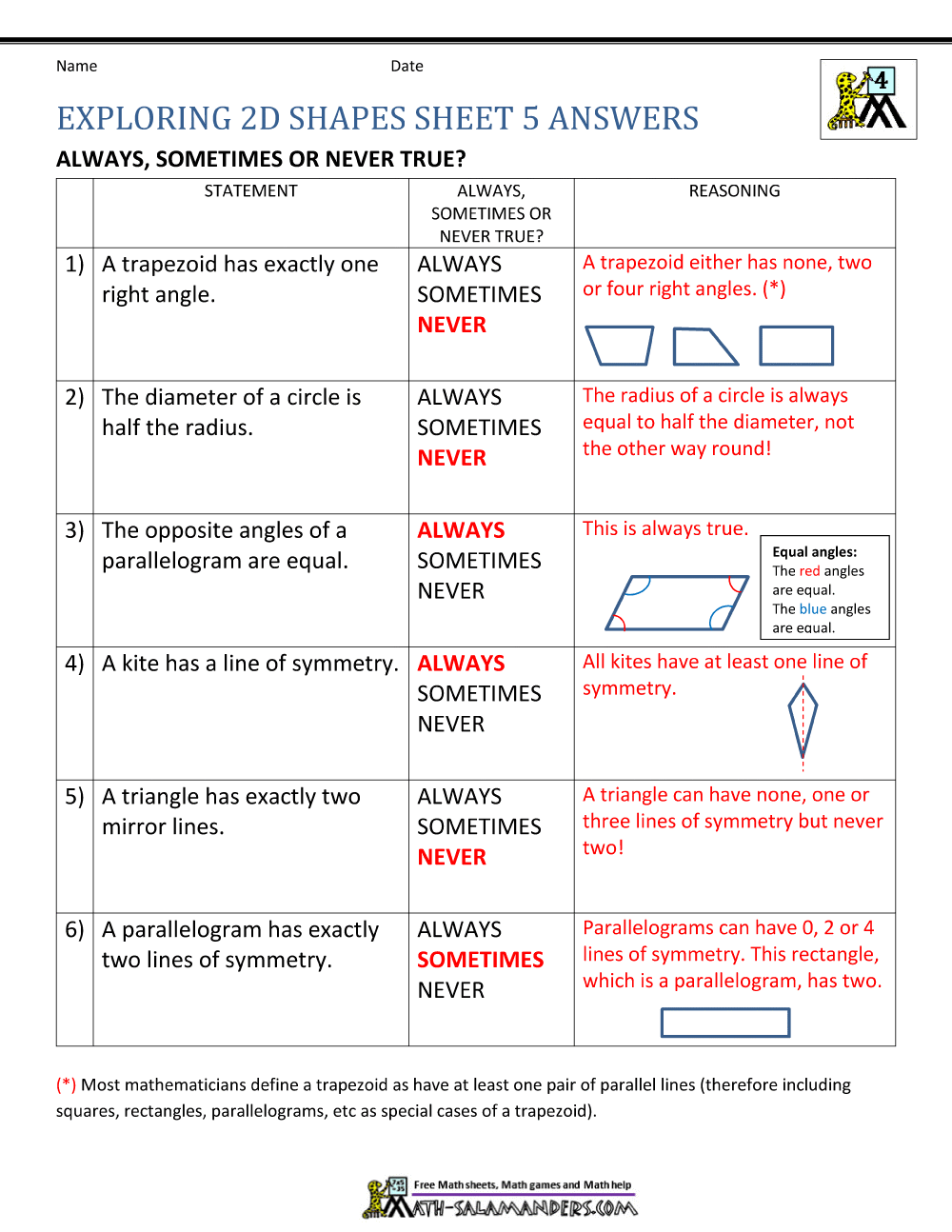 geometry worksheet for 4th graders