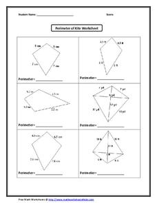 Perimeter of Kite Worksheet for 9th - 11th Grade | Lesson Planet