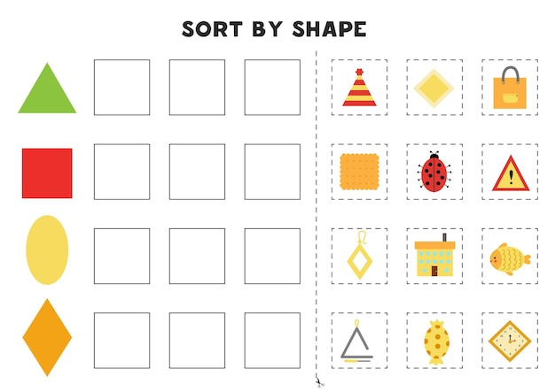 Premium Vector | Match by shapes. Learning basic geometric shapes ...