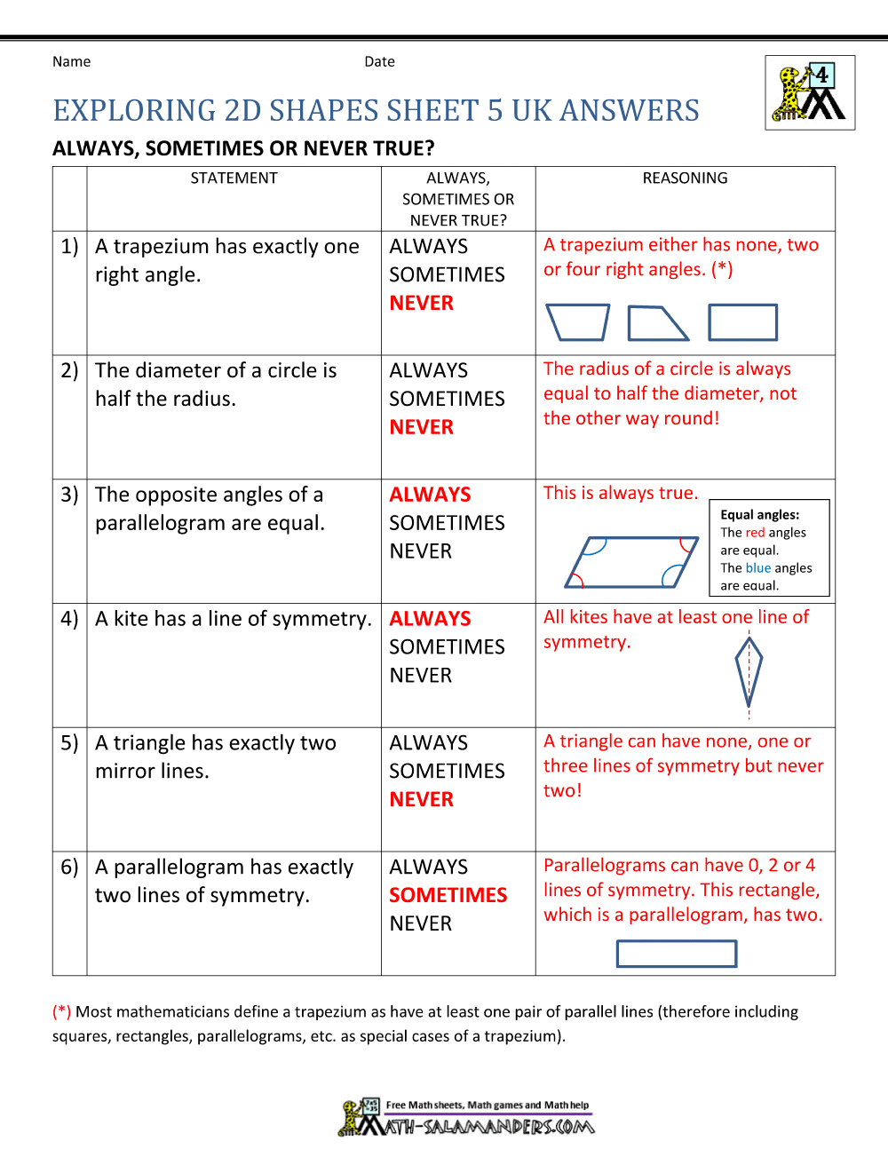 geometry worksheet with answers pdf