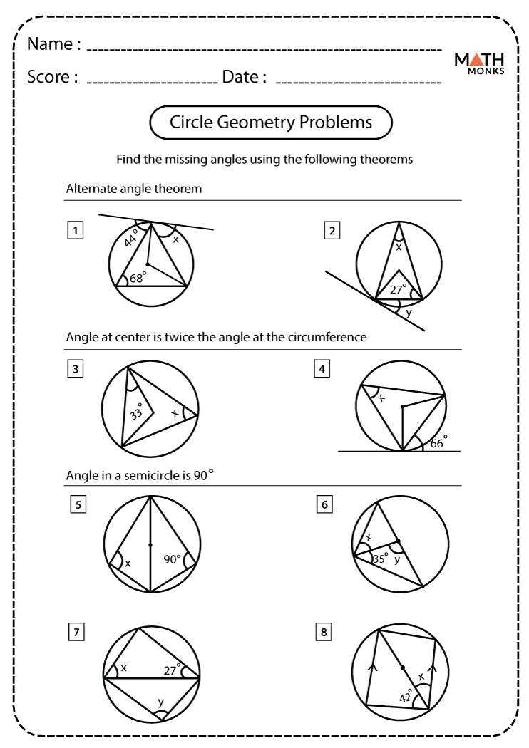 Circle Worksheets - Math Monks
