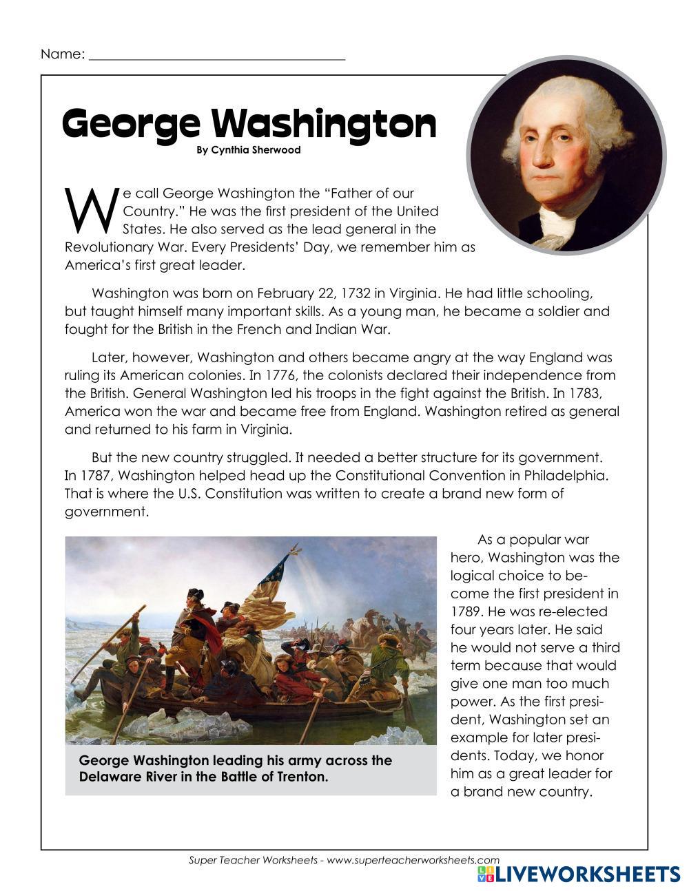 Washington Biography Live Worksheets Worksheets Library