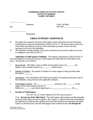 GA Child Support Addendum - Complete Legal Document Online