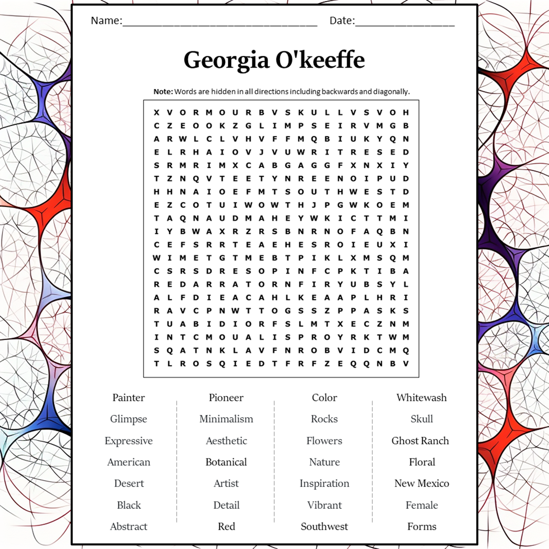 georgia o keeffe worksheet