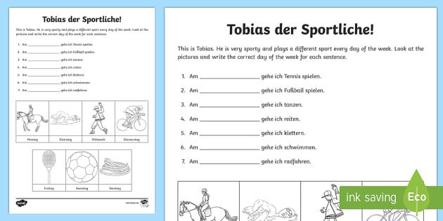 Days of the Week Worksheet / Worksheet German (teacher made)