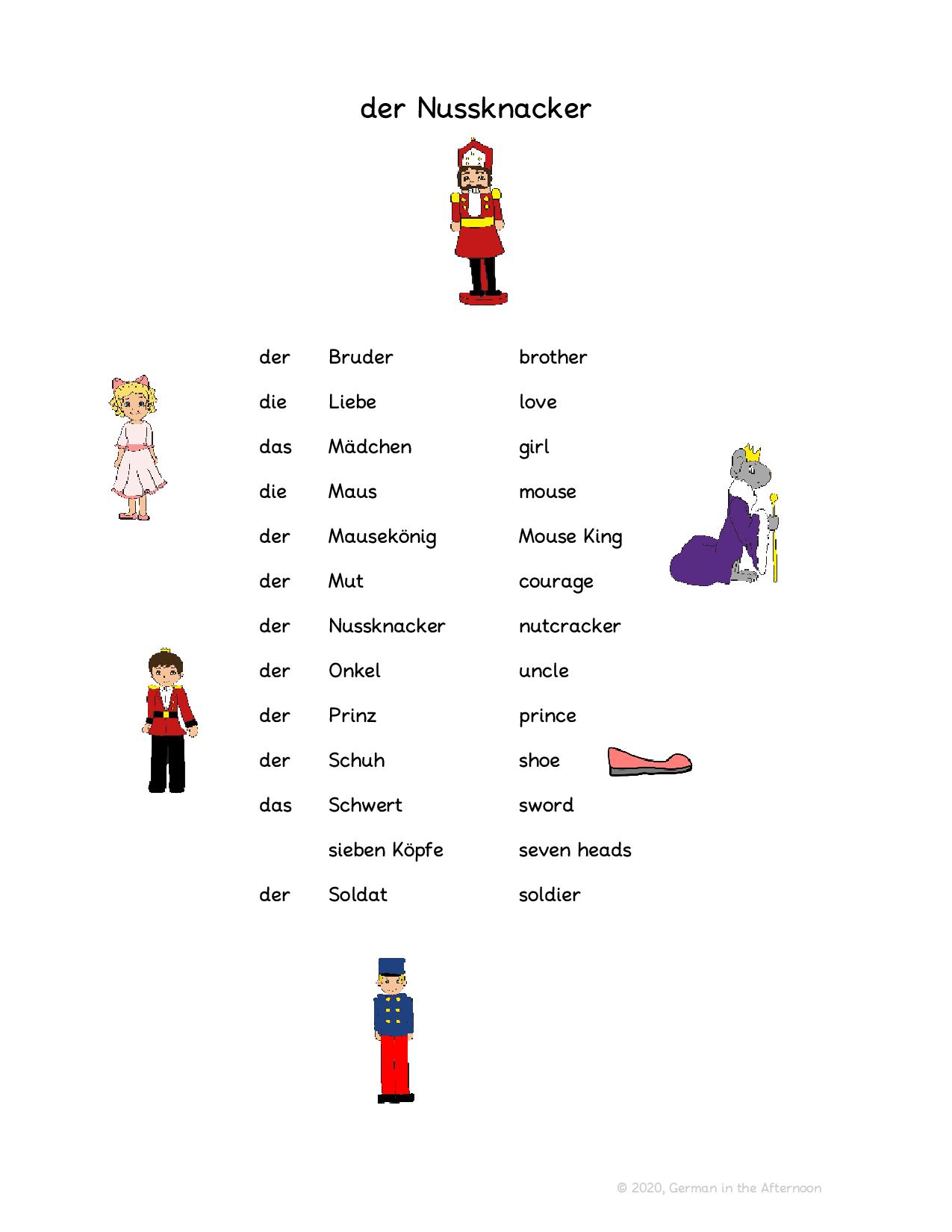 Worksheets | German in the Afternoon Activities