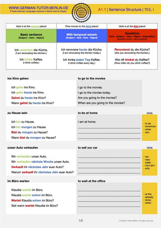 GERMAN EXERCISES | DOWNLOAD FREE GERMAN WORKSHEETS