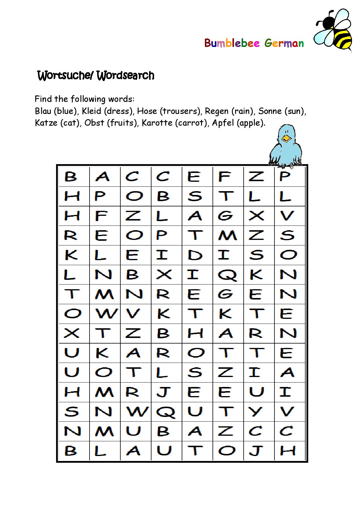 German worksheets for Kids - Printouts - BeeGerman