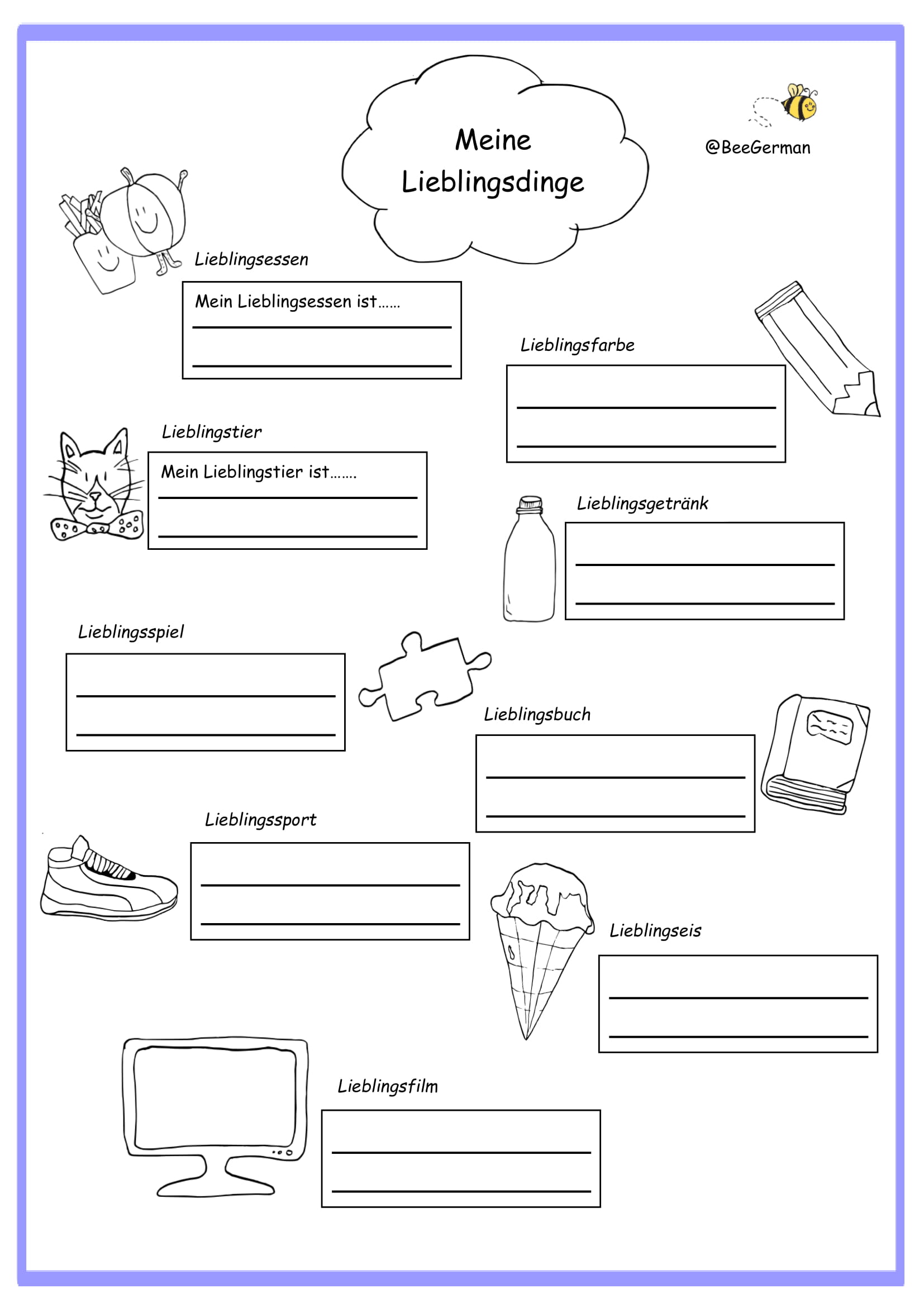 german worksheet for kindergarten