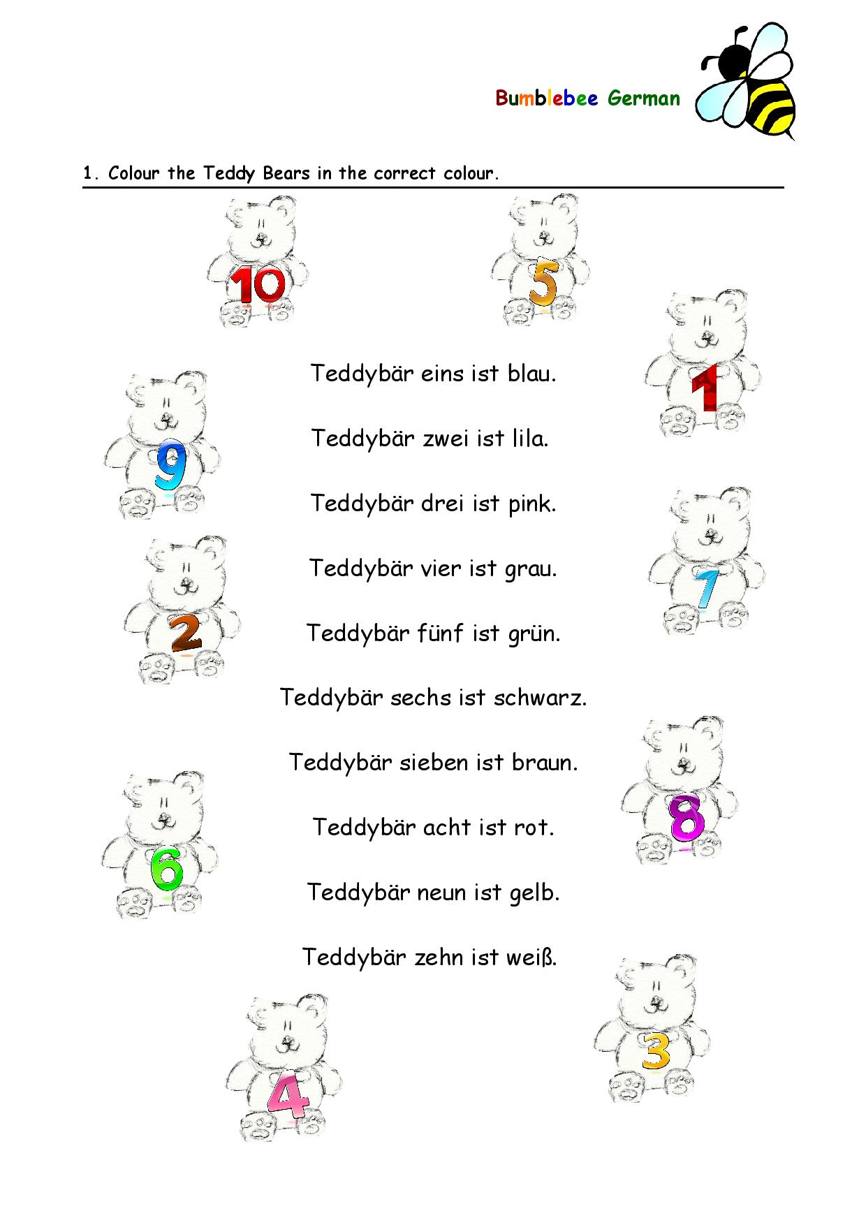 german worksheet for kindergarten