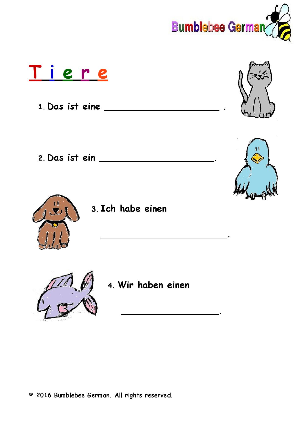 German worksheets for Kids - Printouts - BeeGerman