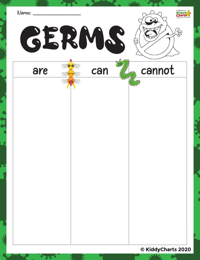 Germ Activity for Kids - Free worksheets - kiddycharts.com