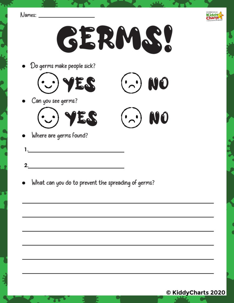 Germ Activity for Kids - Free worksheets - kiddycharts.com