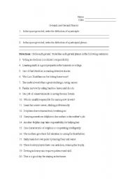 gerunds and gerund phrases worksheet