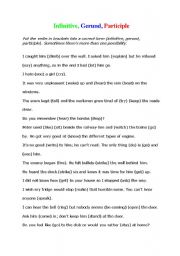 gerunds participles and infinitives worksheet