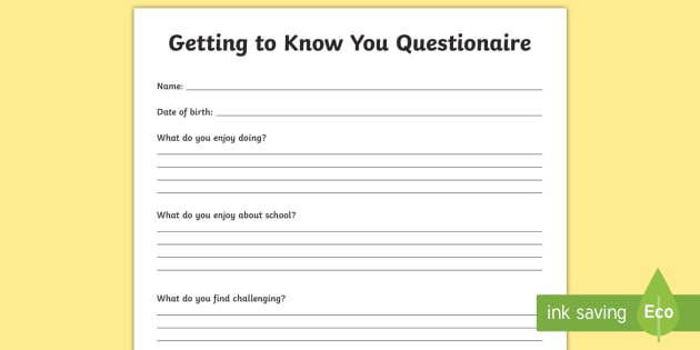 All About Me Questions Worksheet | Twinkl Resources Ireland