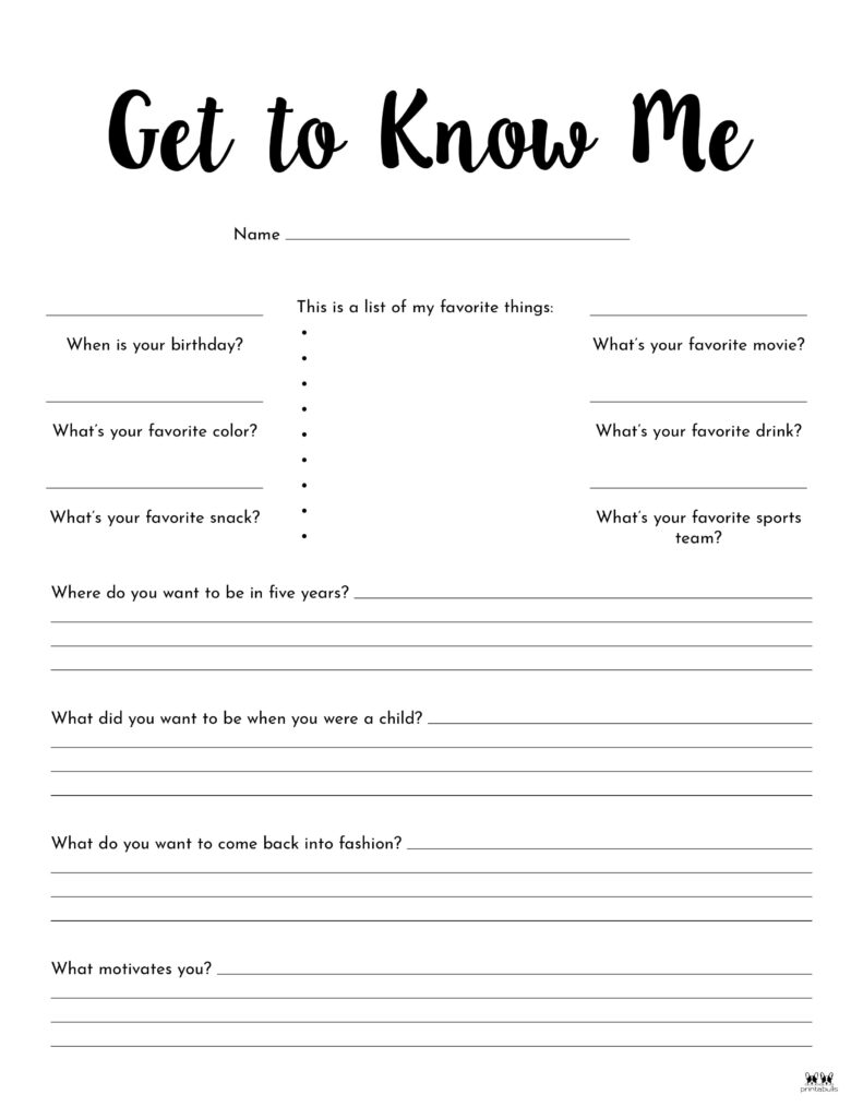16 Get To Know Me Worksheet Free PDF At Worksheeto Worksheets 