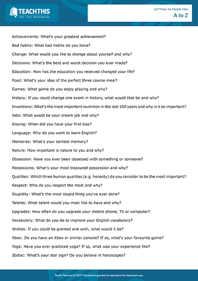 getting to know you worksheet for adults