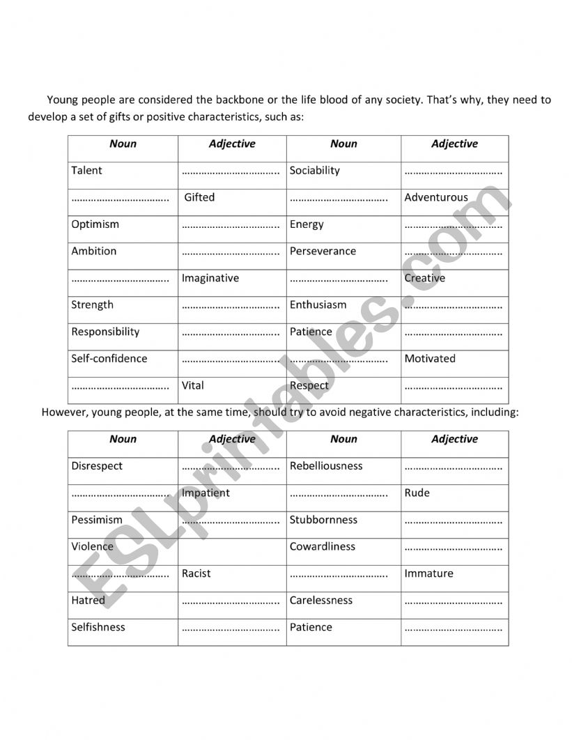 gifted vocabulary worksheet