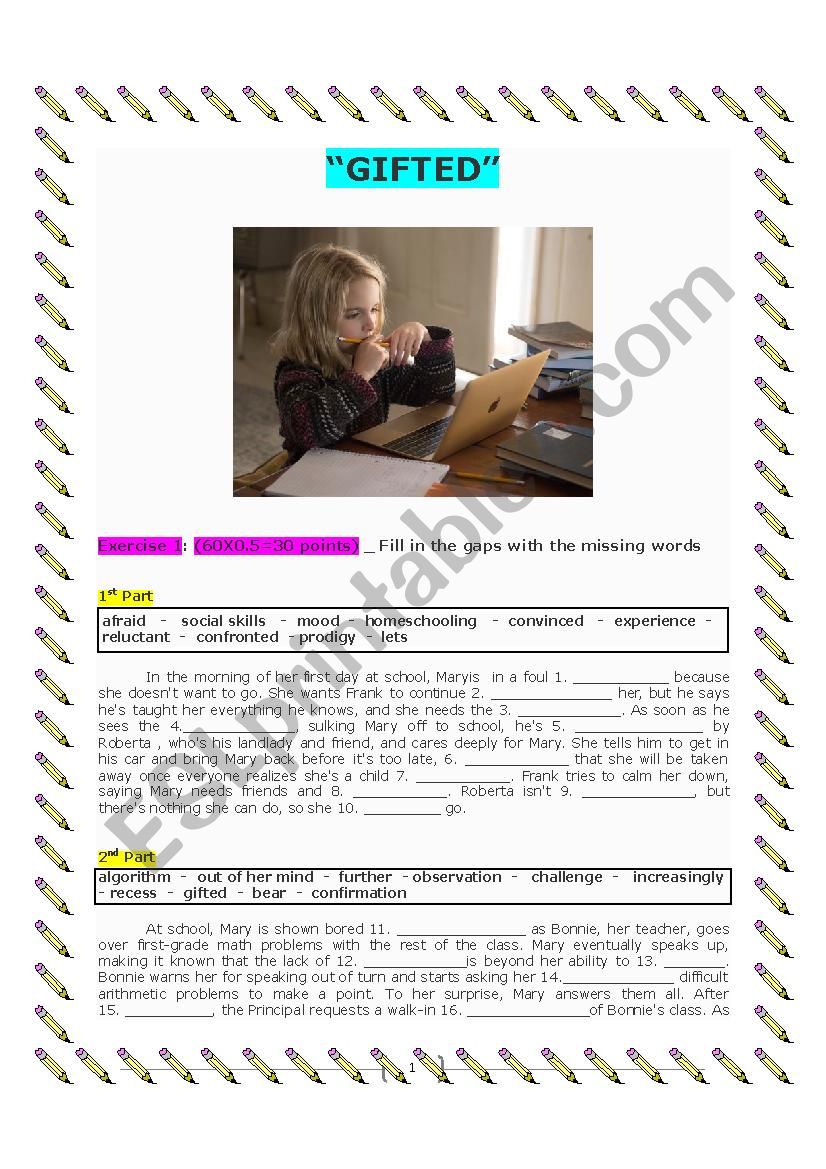gifted vocabulary worksheet