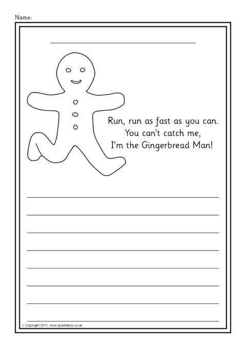 Gingerbread Man Colour and Write Worksheets (SB6672) - SparkleBox