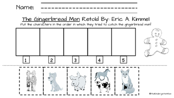 The Gingerbread Man by Eric A. Kimmel Character Sequence Worksheet