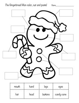 Christmas Holiday Gingerbread Man (3 worksheets and writing page)