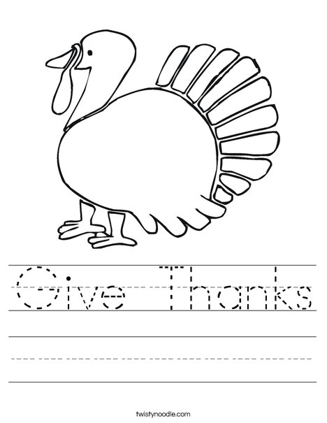 Give Thanks Worksheet - Twisty Noodle