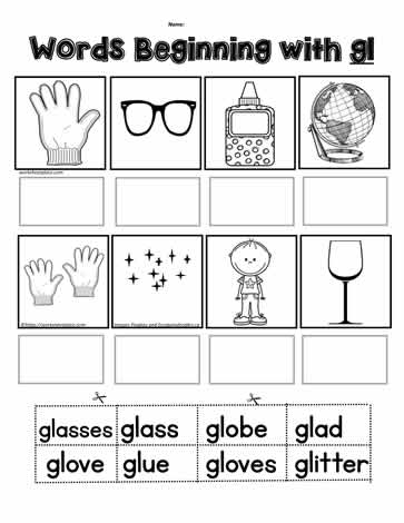 Cut n Paste gl blends Worksheets
