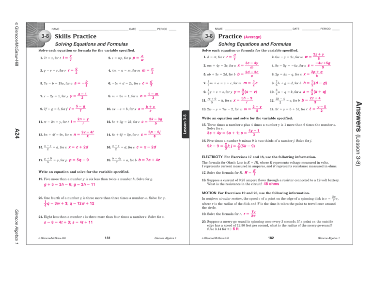 An s we rs - Worksheets Library
