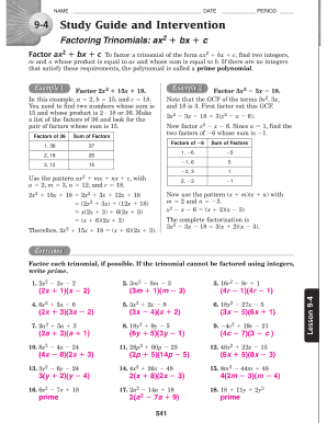 Glencoe Algebra 1 Answer Key - Fill Online, Printable, Fillable ...