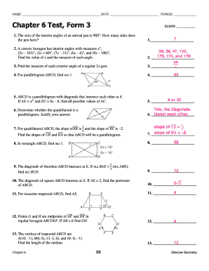 Chapter 6 Test Form 1 Geometry Answers - Fill Online, Printable ...
