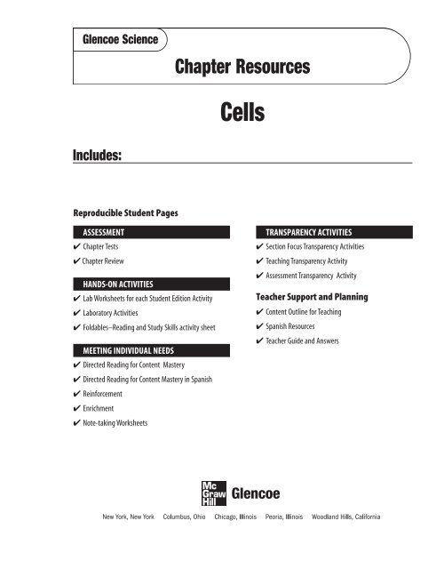 Chapter 2 Resource: Cells - Glencoe