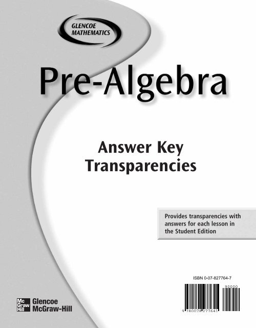 Answer Key Transparencies - MathnMind