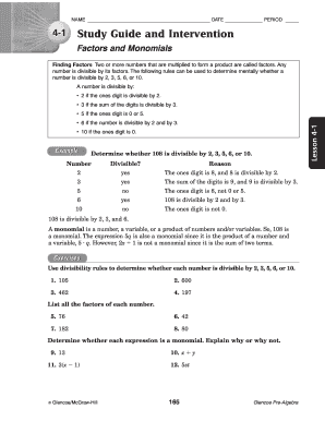 Glencoe Pre Algebra Resource Masters Pdf - Fill Online, Printable ...