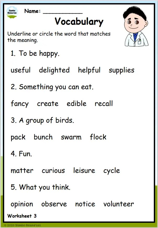 Grade 2 Vocabulary Worksheets | Free Printables | English Worksheets