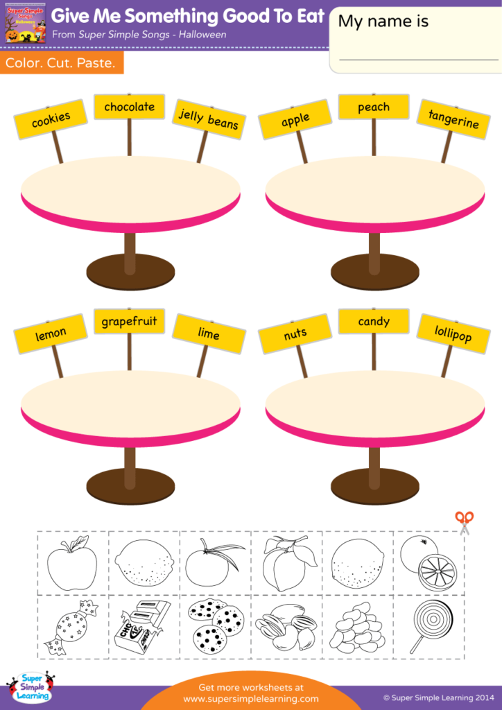 Give Me Something Good To Eat Worksheet - Color, Cut, &  Paste ...
