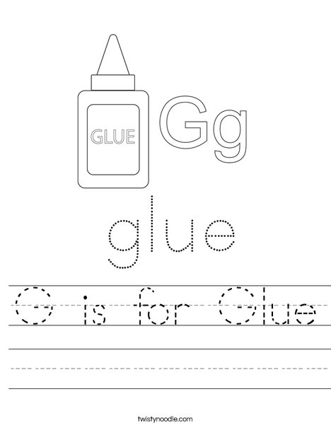 G is for Glue Worksheet - Twisty Noodle