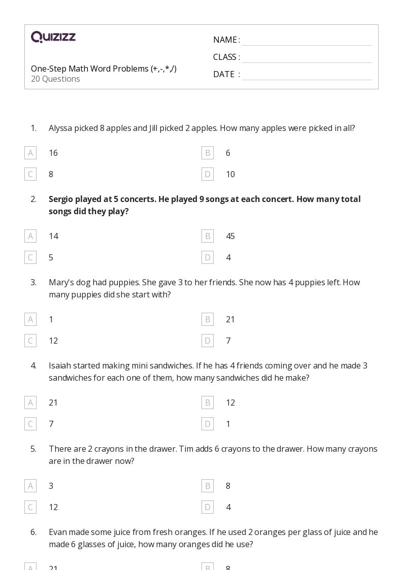 50+ Math Word Problems worksheets for 6th Grade on Quizizz | Free ...