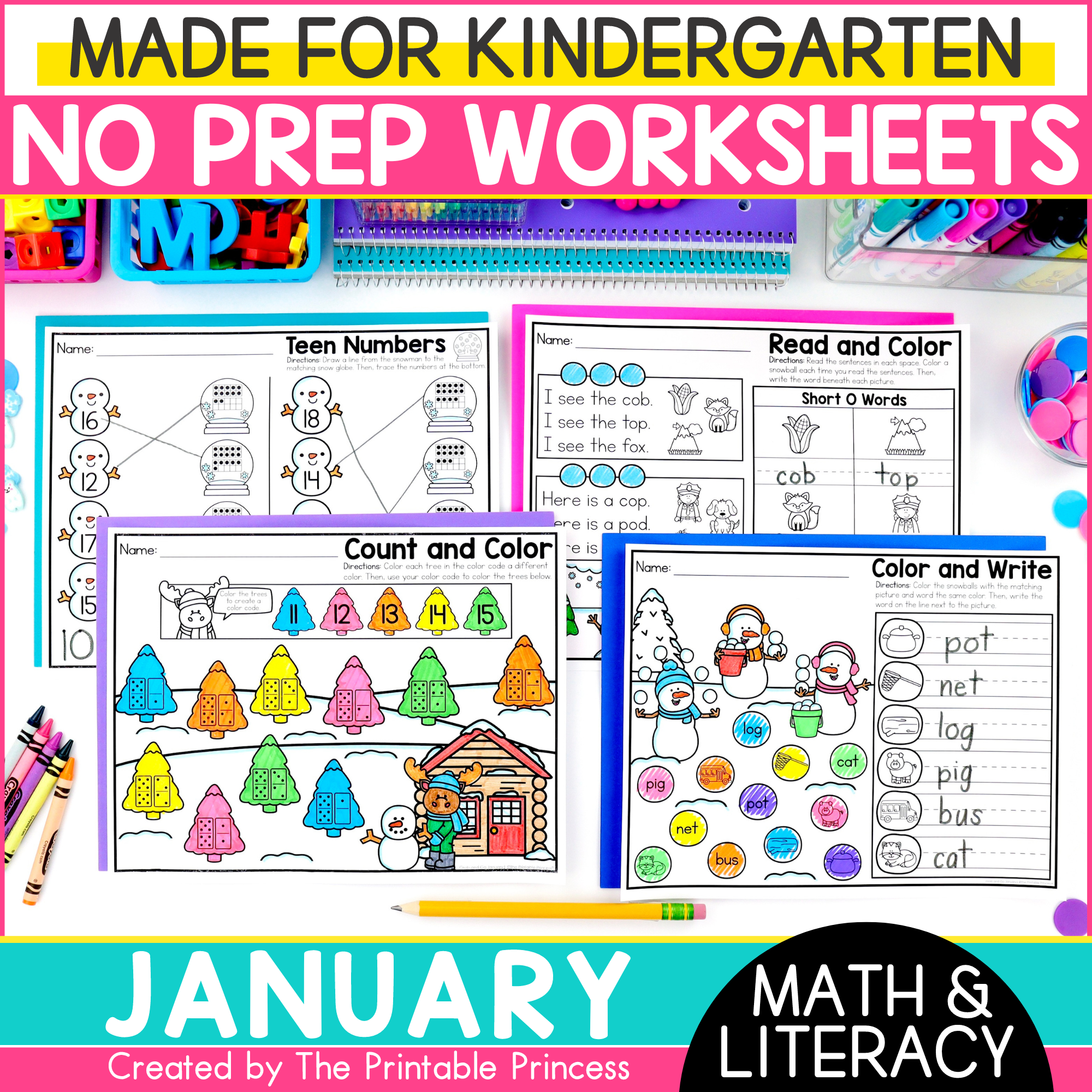 January Literacy and Math Worksheets for Kindergarten - The ...