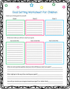 Goal Setting Worksheet for Children Worksheet for 3rd - 8th Grade ...