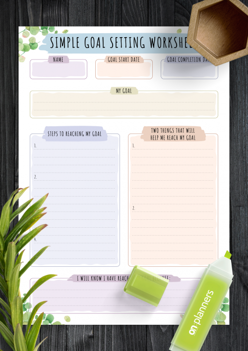 Personal Goal Setting Templates - Download PDF